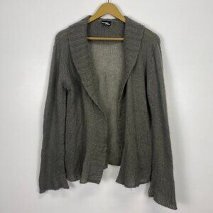 Wooden Ships Gray Mohair and Wool Blend Open Front Cardigan Sweater